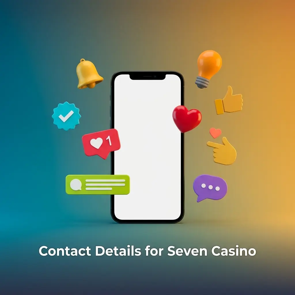 Seven Casino contact details showing live chat, email, and FAQ support options for UK players available 24/7