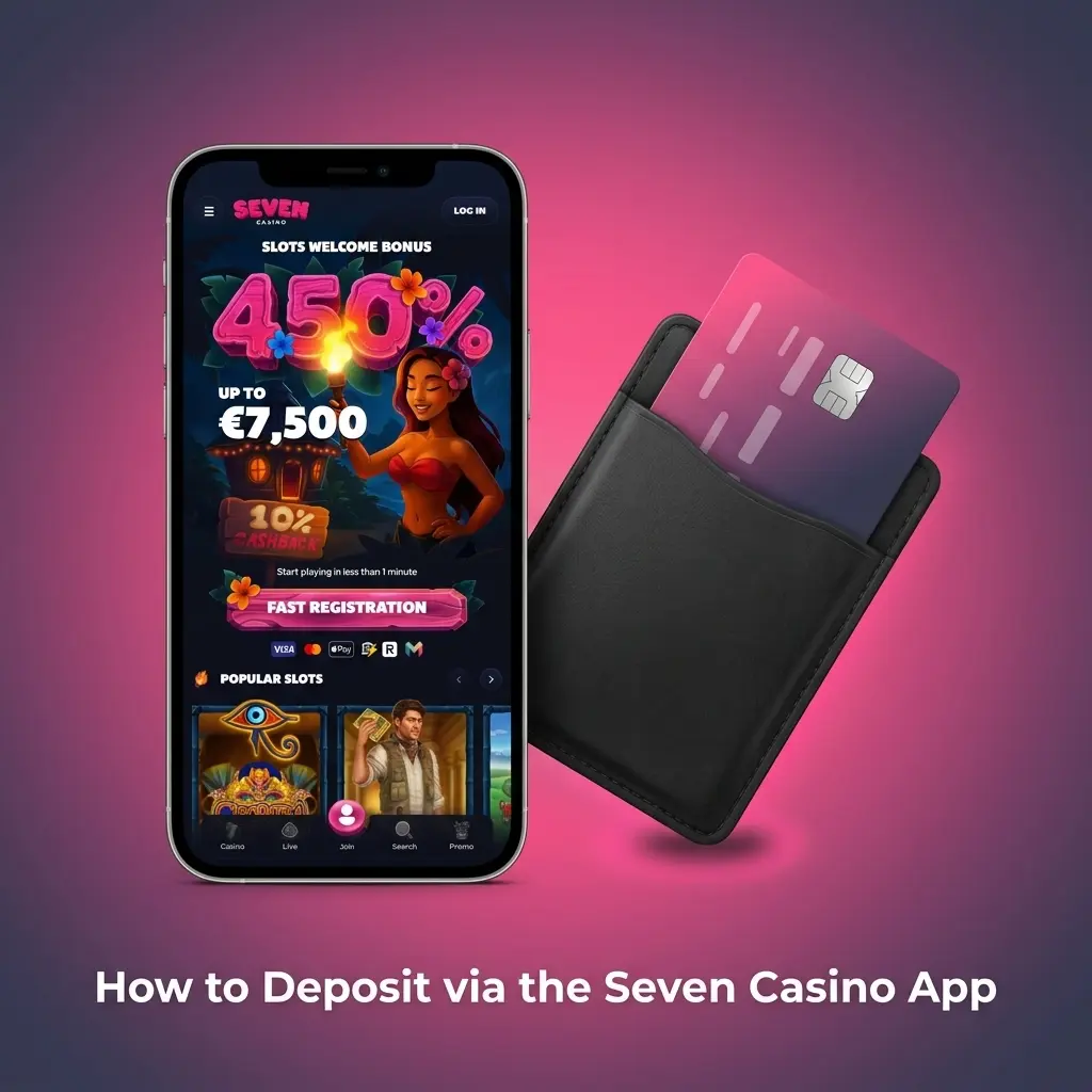 Seven Casino mobile app deposit process on iOS and Android via PWA or mobile browser