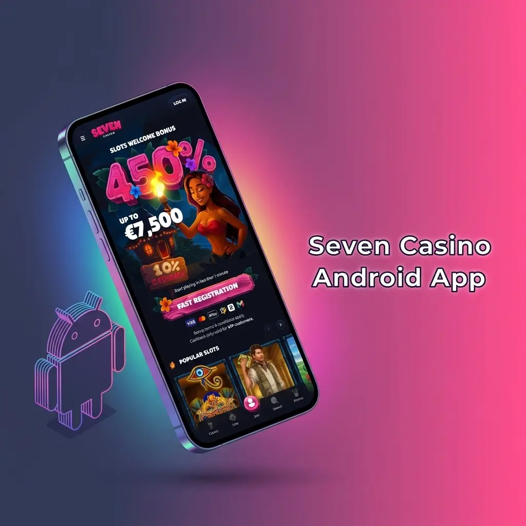 Seven Casino Android APK download screen showing installation steps and compatible device requirements for UK players