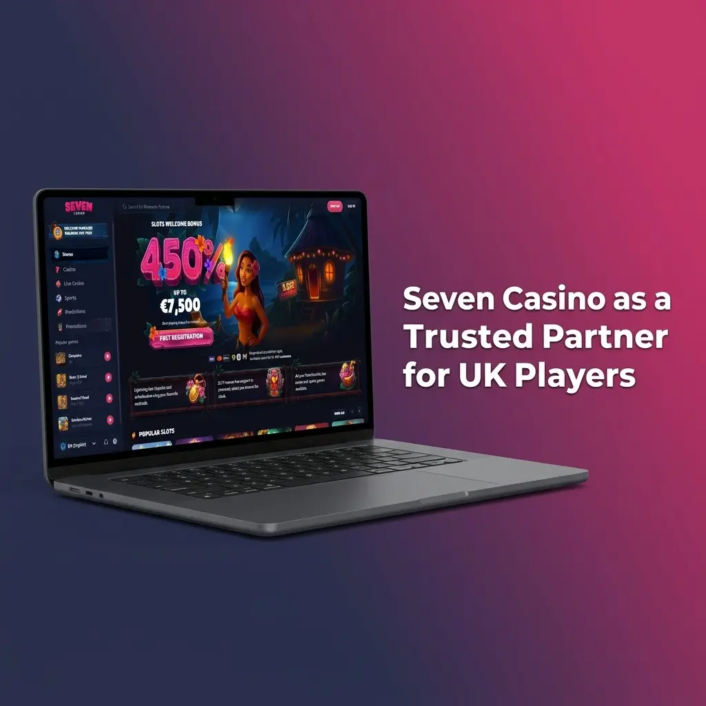 Seven Casino platform interface showing sports betting markets and casino games for UK players with secure SSL encryption
