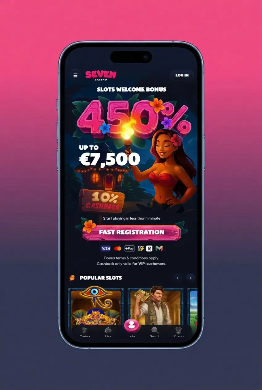 Seven Casino cricket betting interface showing sports navigation, cricket fixture selection, and bet slip on desktop screen