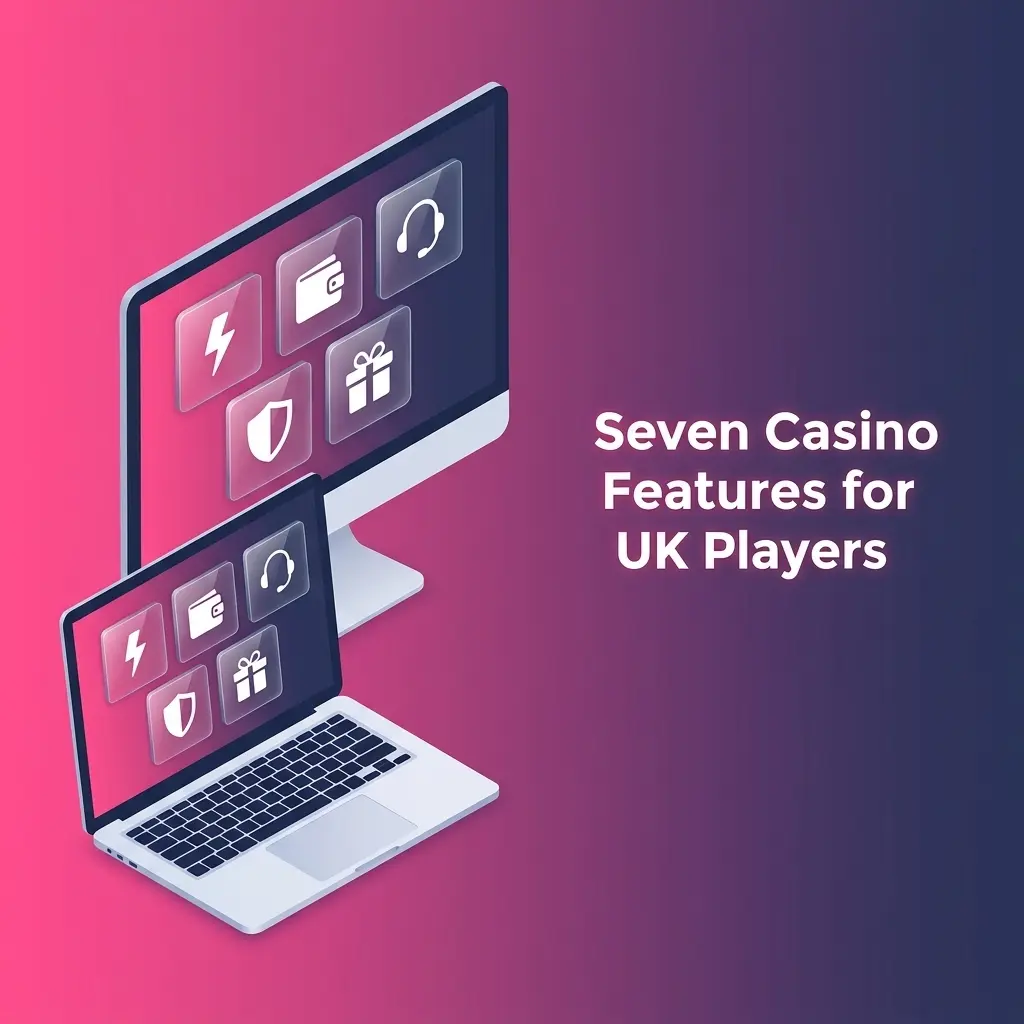 Seven Casino UK platform showing licensed features, payment methods, welcome bonus, and mobile-optimised gaming options
